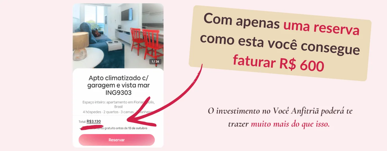 Print de reserva no Airbnb — com apenas uma reserva desta já cobre o investimento
