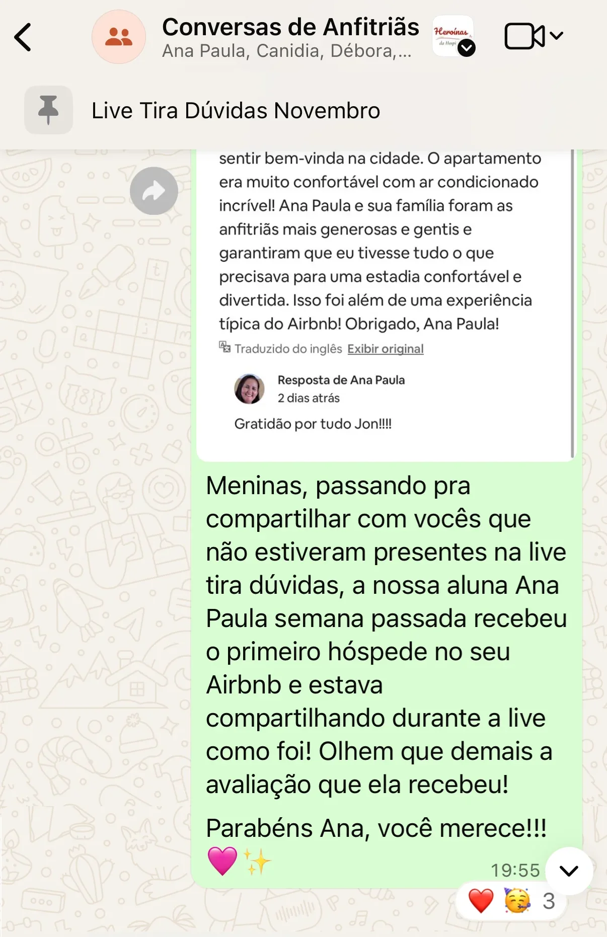 Ana Paula: avaliação 5 estrelas de hóspede americano no Airbnb