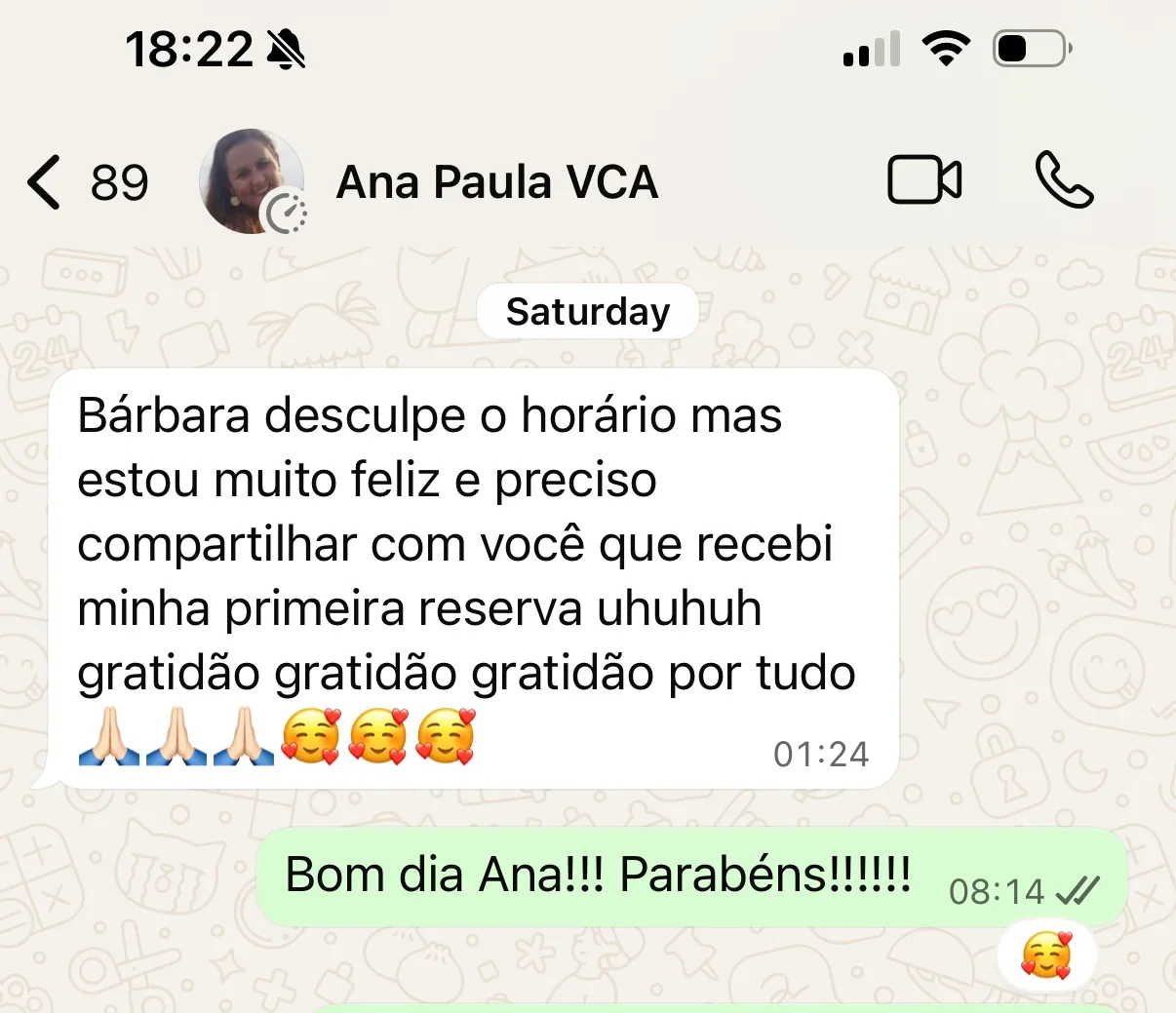 Ana Paula: recebi minha primeira reserva, gratidão