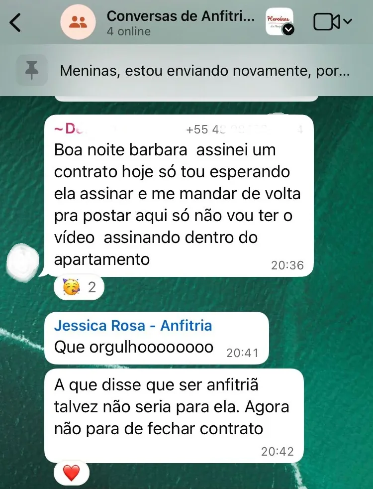 Débora: assinei mais um contrato hoje. Jéssica: a que disse que isso não era pra ela — agora não para de fechar